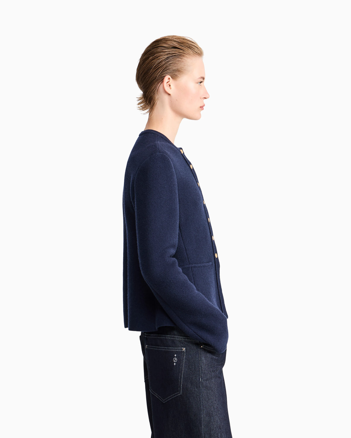 Blazer Jackets slim crew neck in virgin wool cashmere