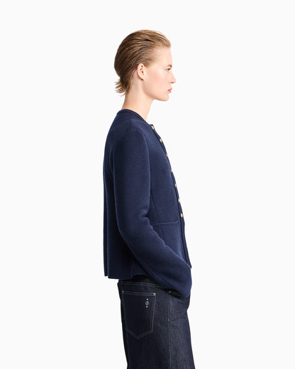 Blazer Jackets slim crew neck in virgin wool cashmere