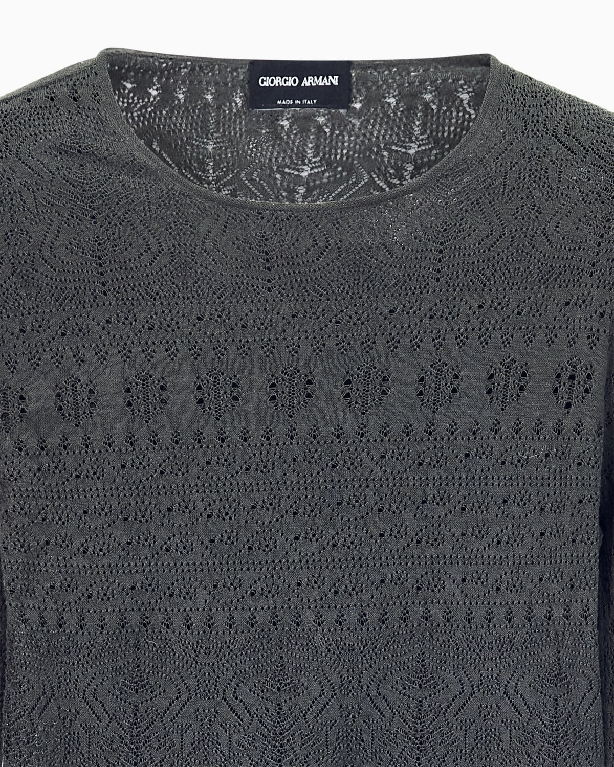 Sweater slim crew neck stretch cotton lace