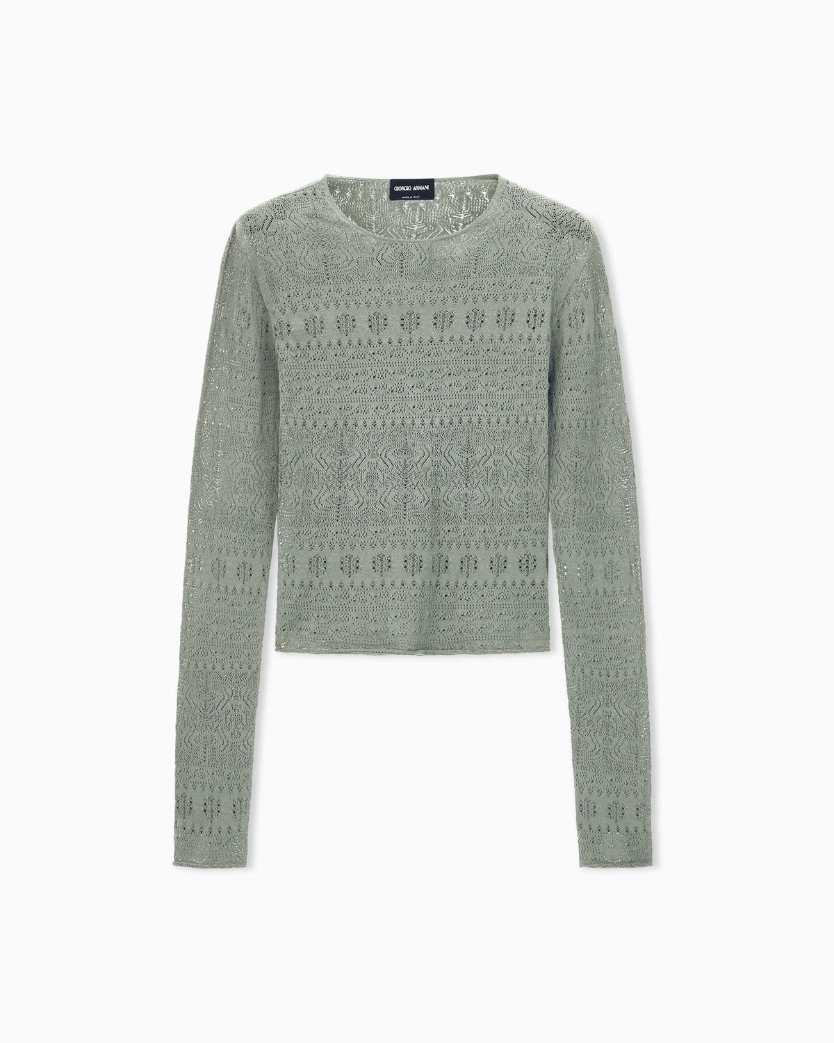 Sweater slim crew neck stretch cotton lace