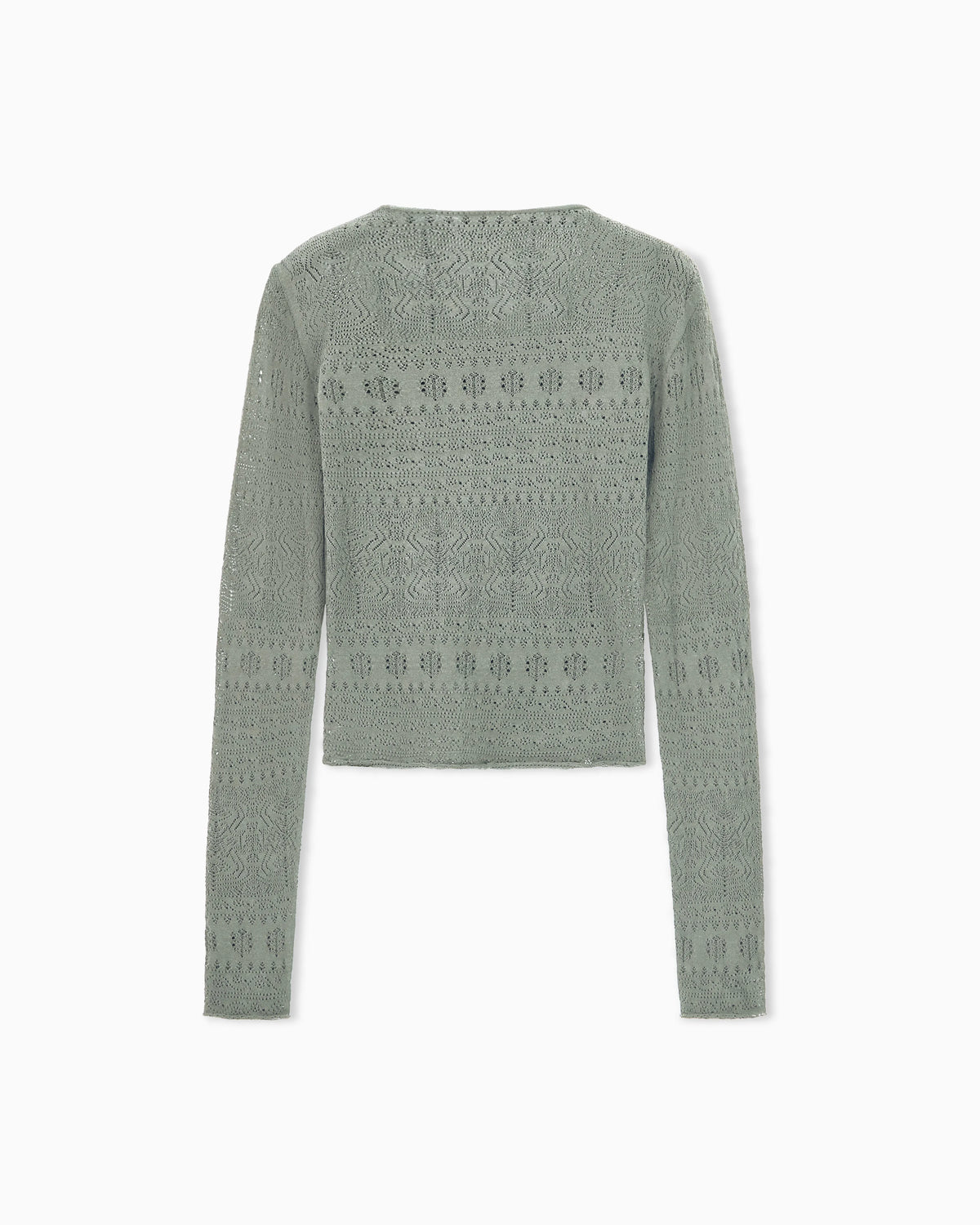 Sweater slim crew neck stretch cotton lace