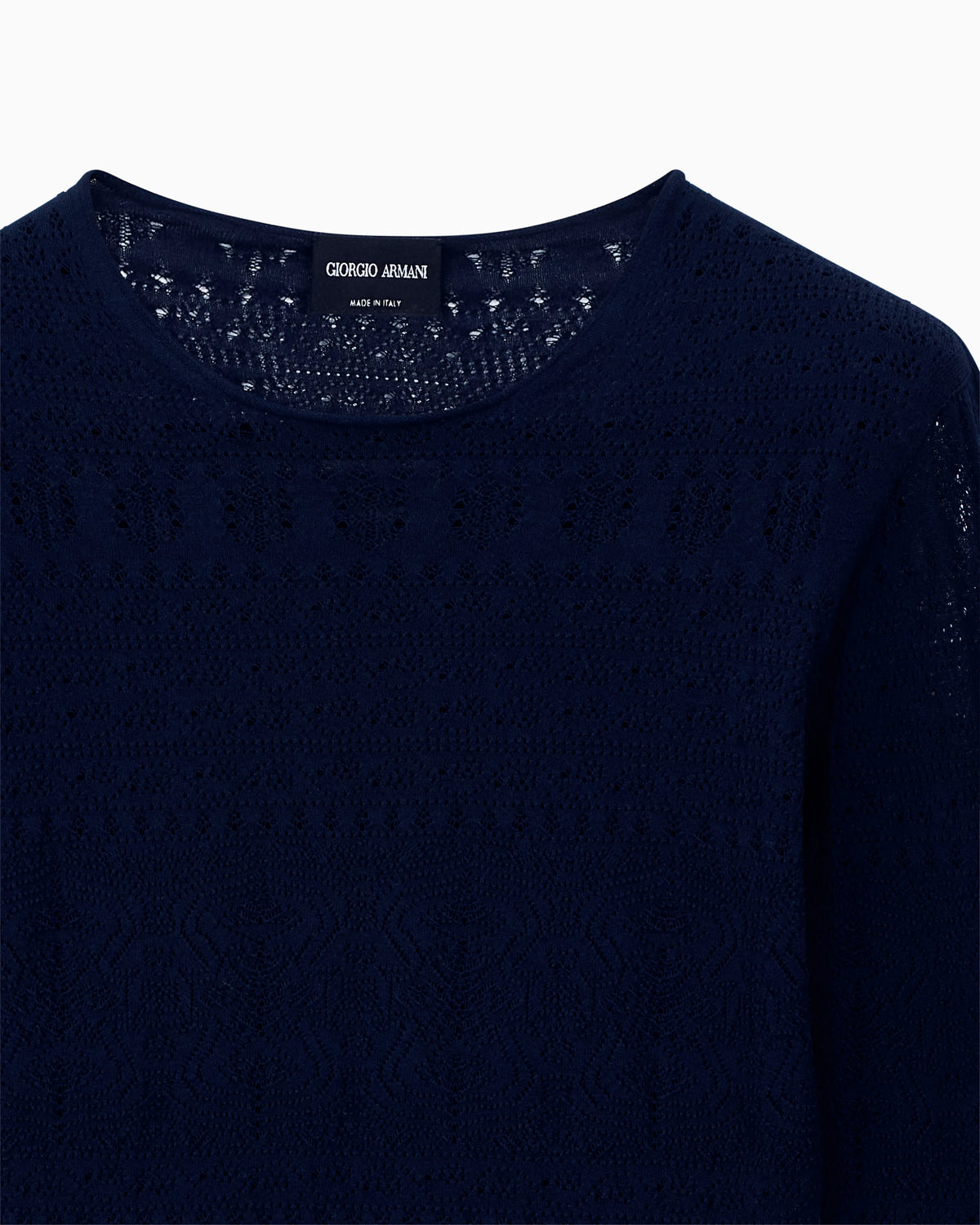 Sweater slim crew neck stretch cotton lace