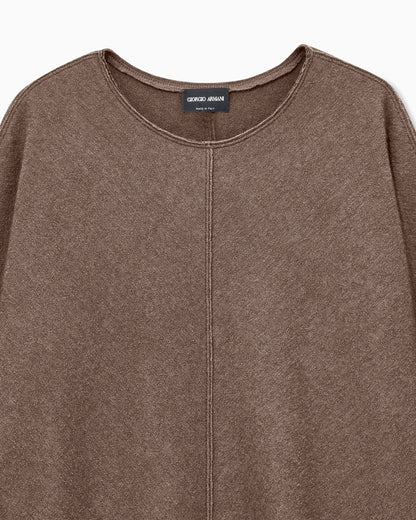 Round-neck sweater in cashmere and silk jersey