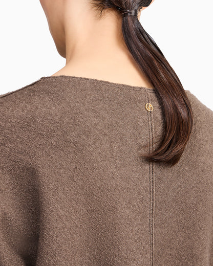 Round-neck sweater in cashmere and silk jersey