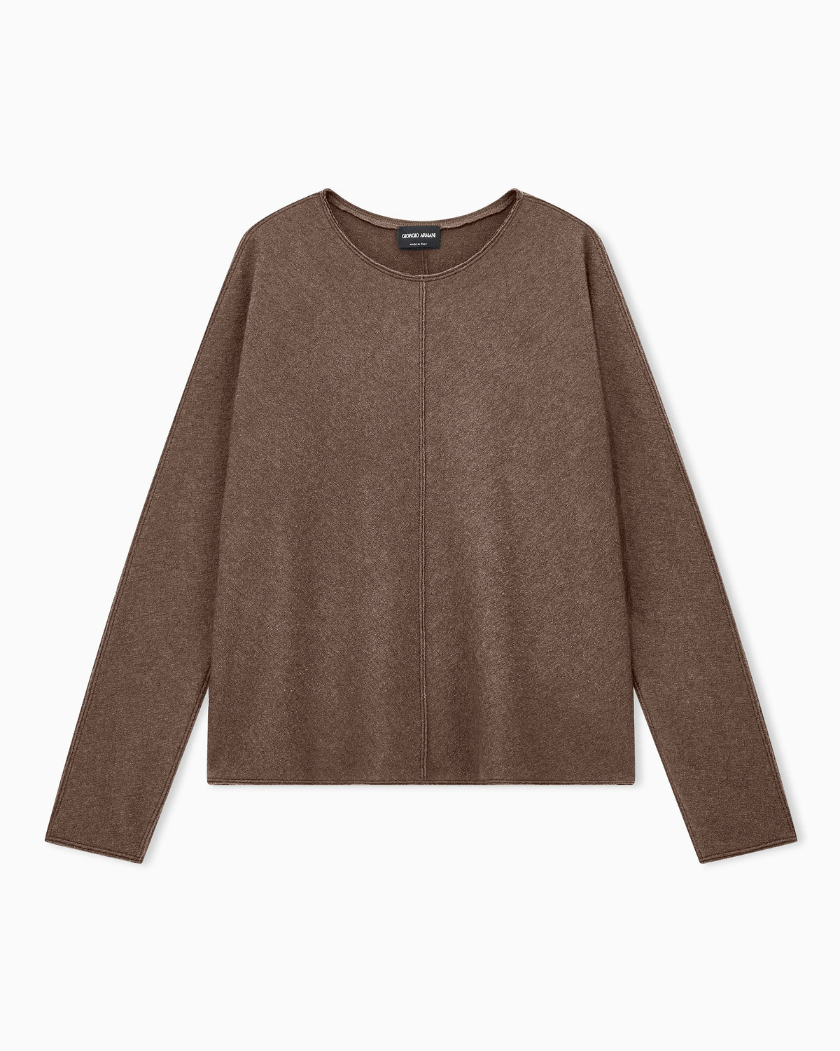 Round-neck sweater in cashmere and silk jersey
