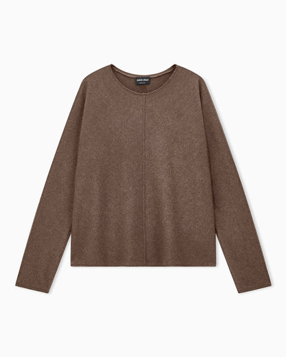 Round-neck sweater in cashmere and silk jersey