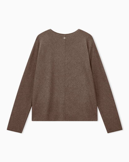 Round-neck sweater in cashmere and silk jersey