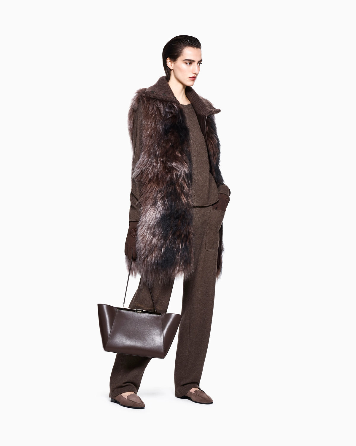 Jogging trousers with patch pockets in cashmere silk jersey