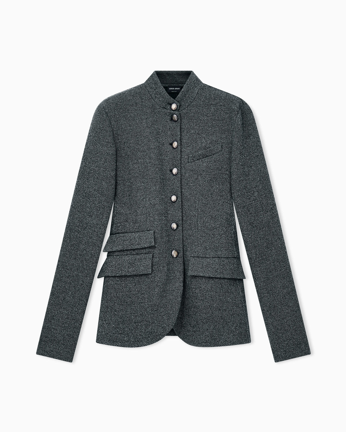Slim-fit jacket in herringbone effect jersey