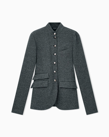 Slim-fit jacket in herringbone effect jersey