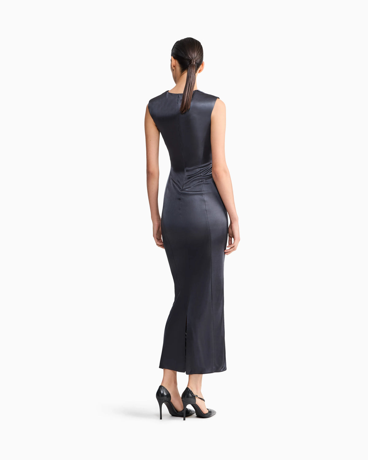 Long sleeveless dress in shiny viscose jersey New Normal