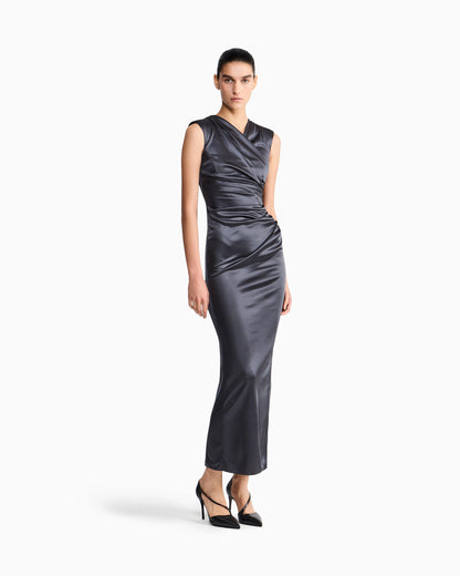Long sleeveless dress in shiny viscose jersey New Normal