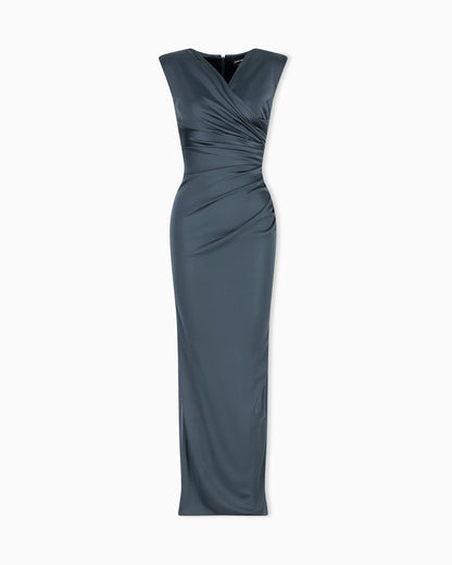 Long sleeveless dress in shiny viscose jersey New Normal