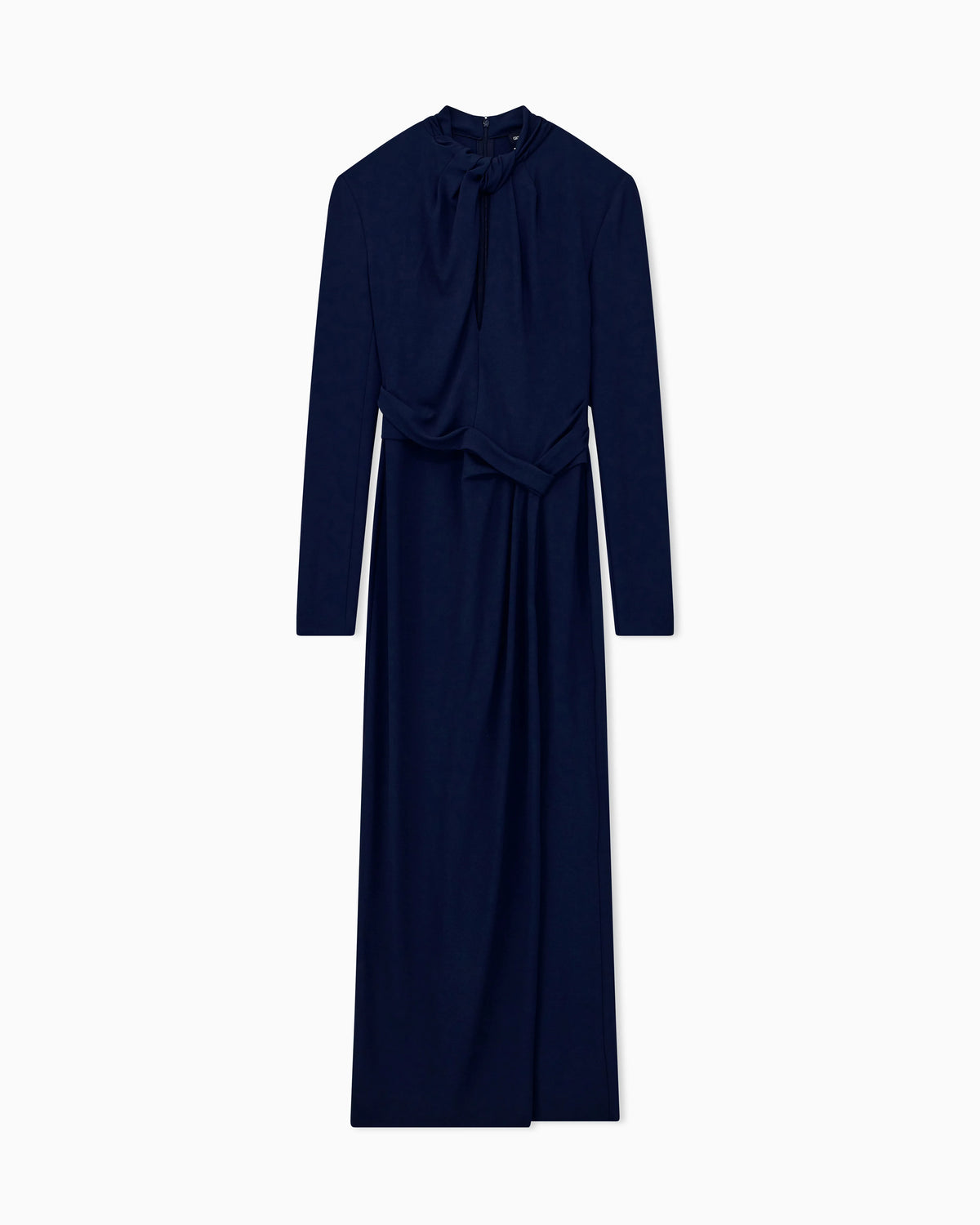 Long-sleeved dress in viscose jersey with a front knot