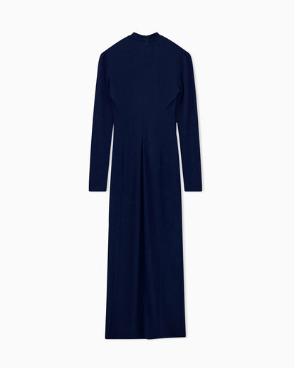 Long-sleeved dress in viscose jersey with a front knot