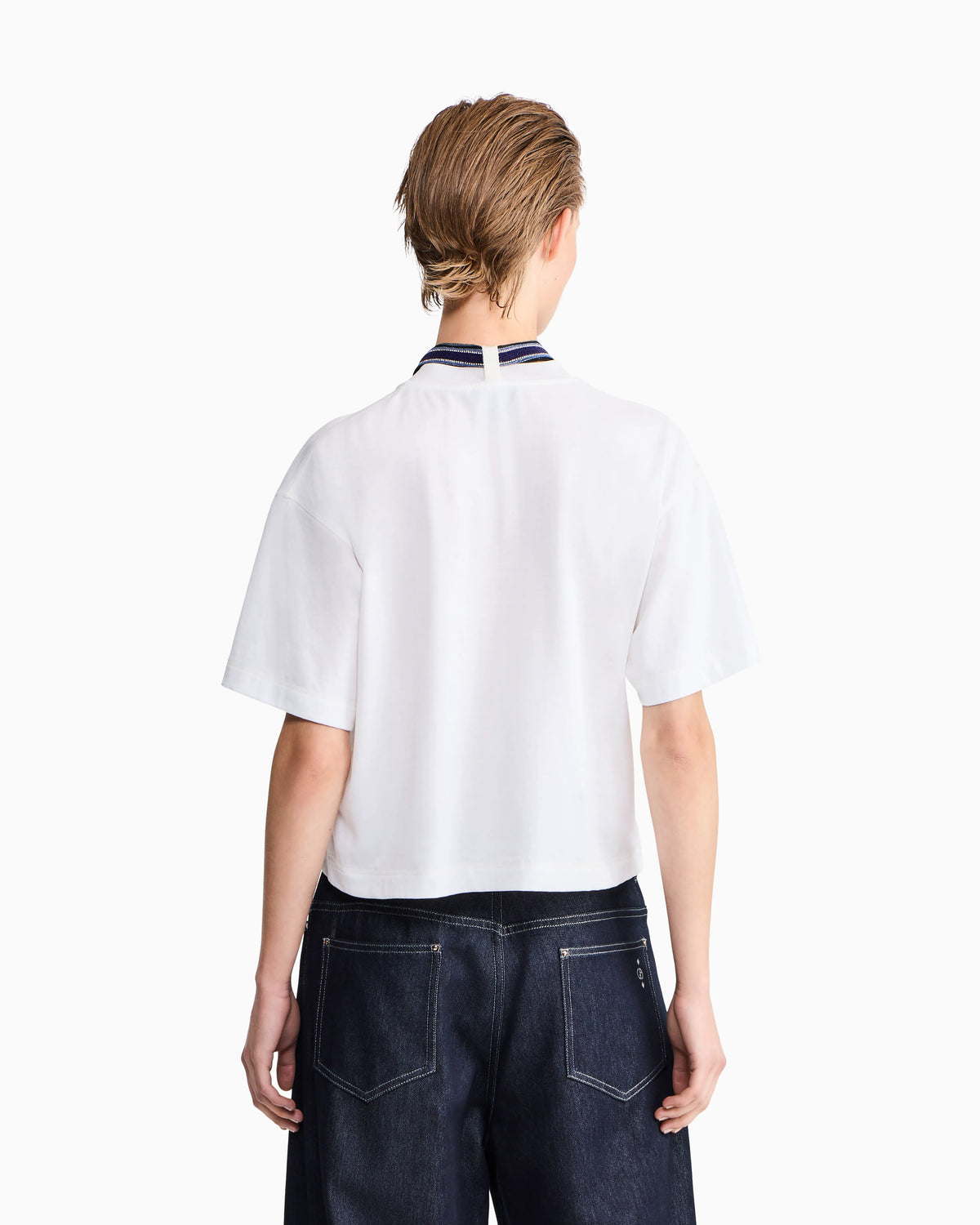 T-shirt in cotton jersey with an embroidered striped tie