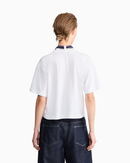 T-shirt in cotton jersey with an embroidered striped tie