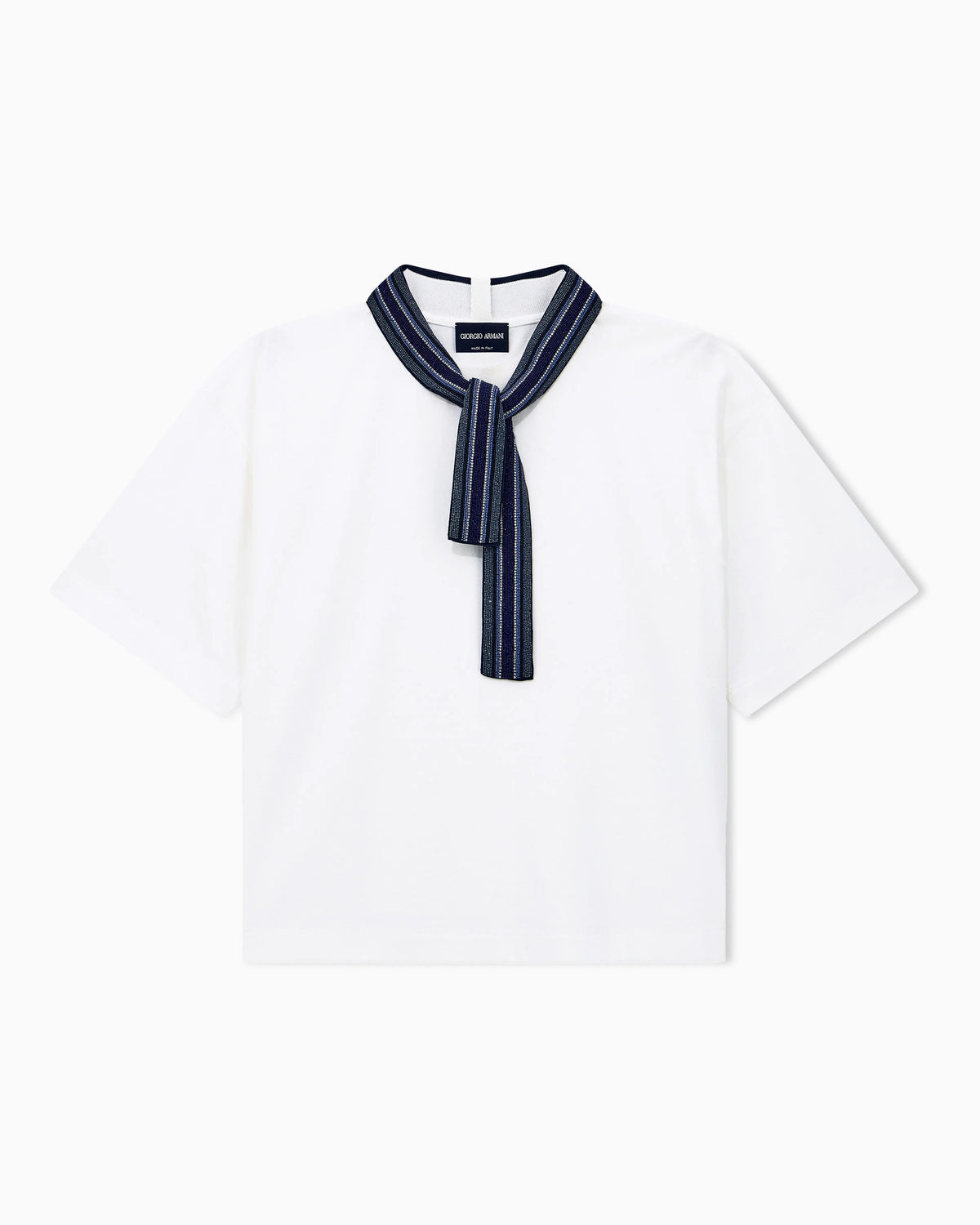 T-shirt in cotton jersey with an embroidered striped tie