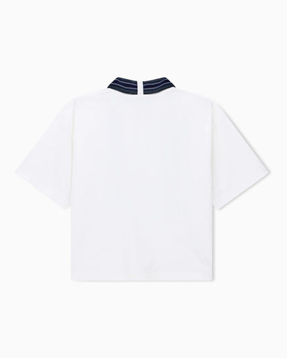 T-shirt in cotton jersey with an embroidered striped tie