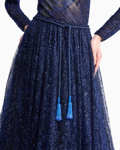 Long skirt in tulle and rhinestones