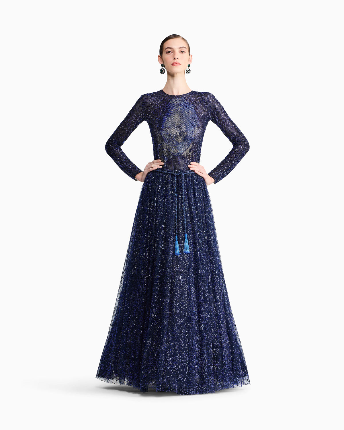 Long skirt in tulle and rhinestones