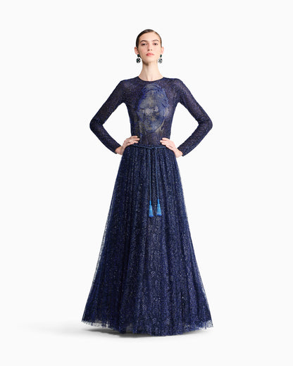 Long skirt in tulle and rhinestones