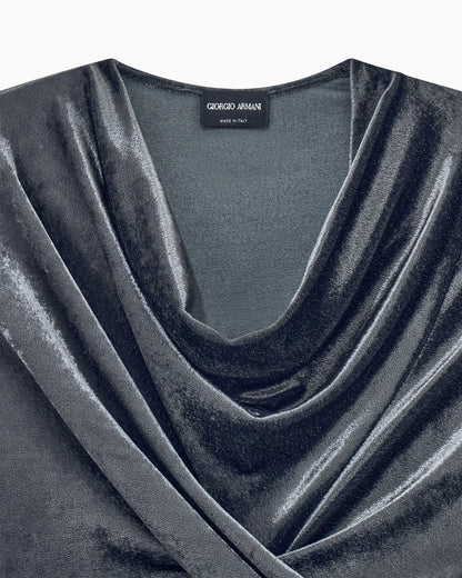 Jumper slim-fit T-shirt in viscose chenille front draping