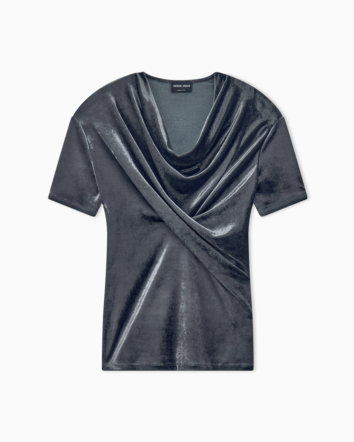 Jumper slim-fit T-shirt in viscose chenille front draping
