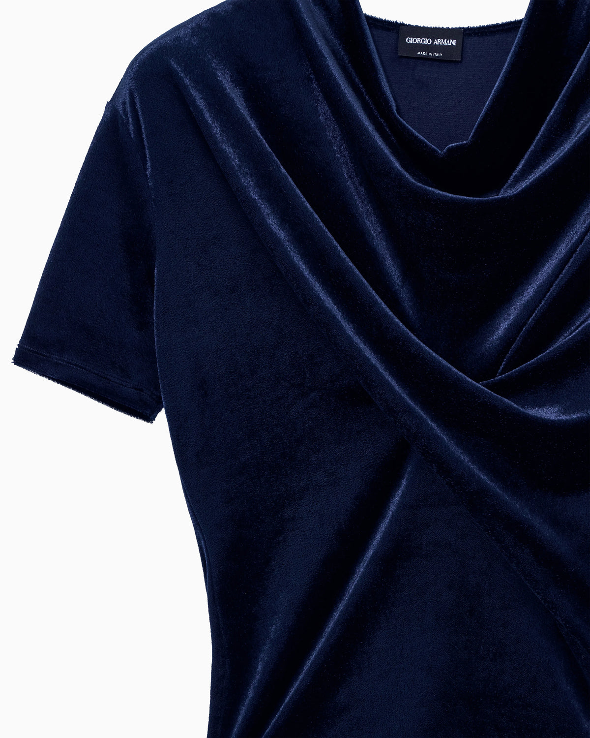 Jumper slim-fit T-shirt in viscose chenille front draping