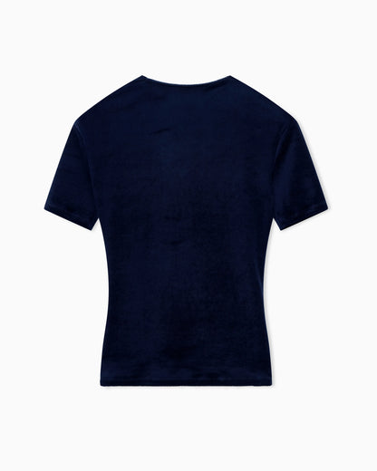 Jumper slim-fit T-shirt in viscose chenille front draping