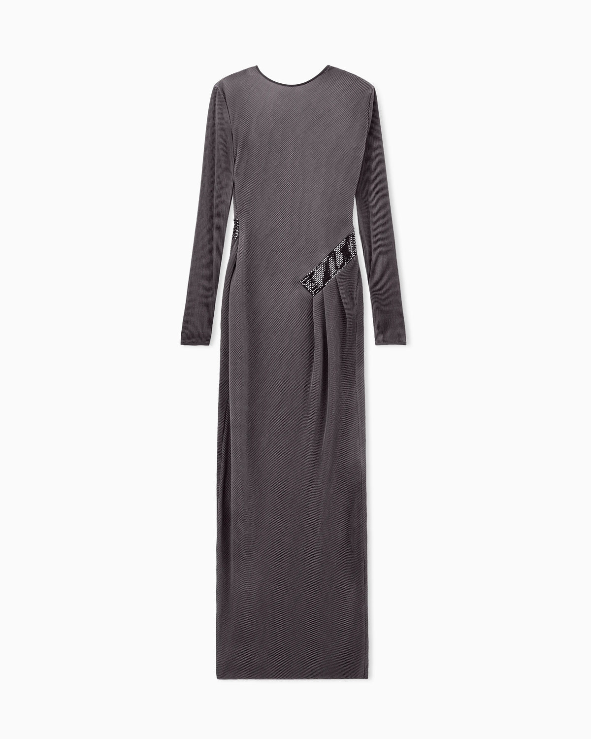 Dress pleated jersey with back V-neck and sequin detail
