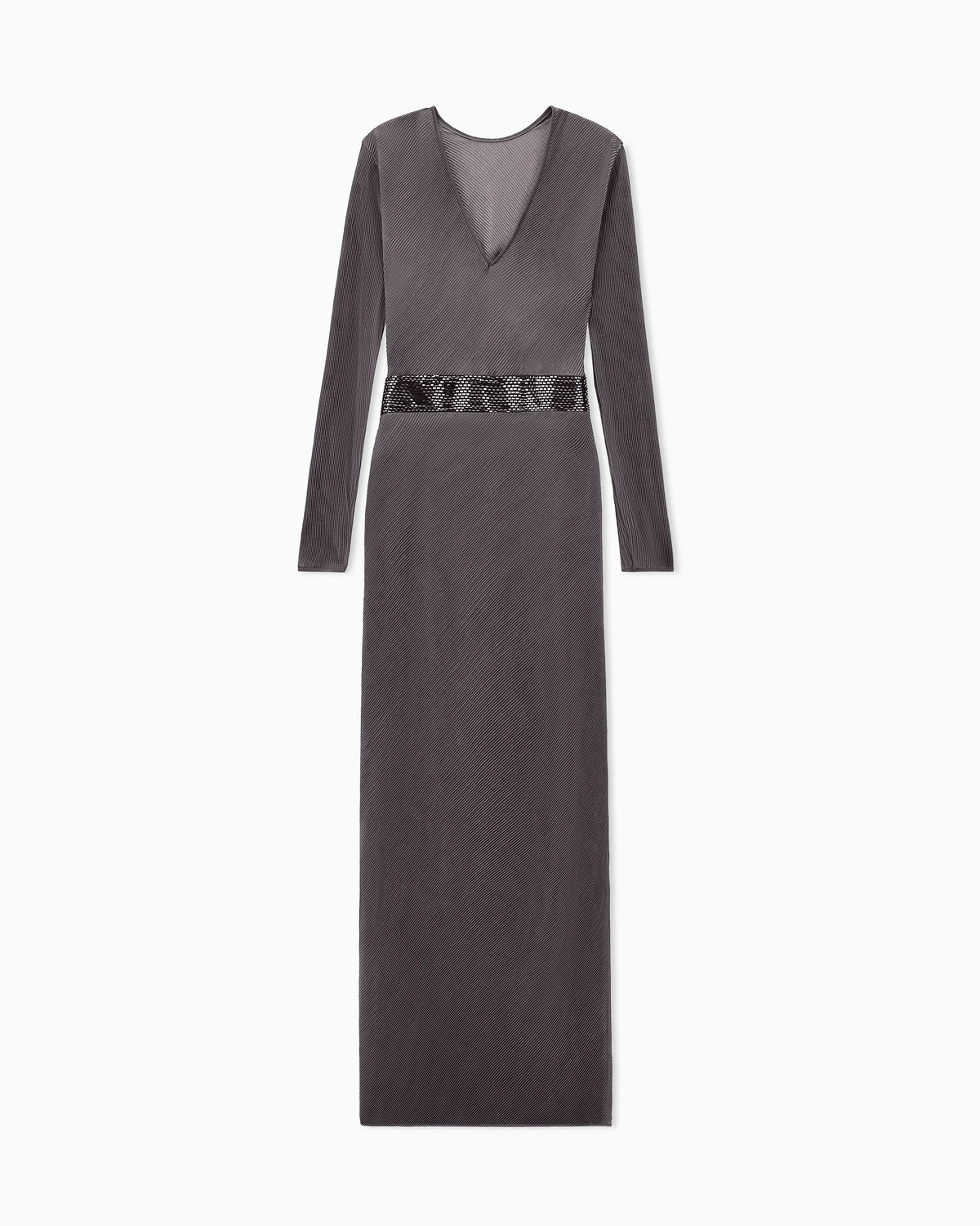 Dress pleated jersey with back V-neck and sequin detail