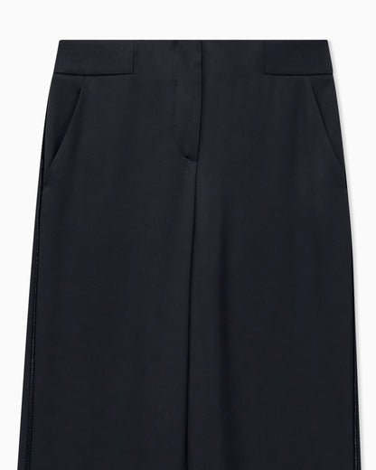 Embroidered trouser Sera regular fit satin rhinestone trim