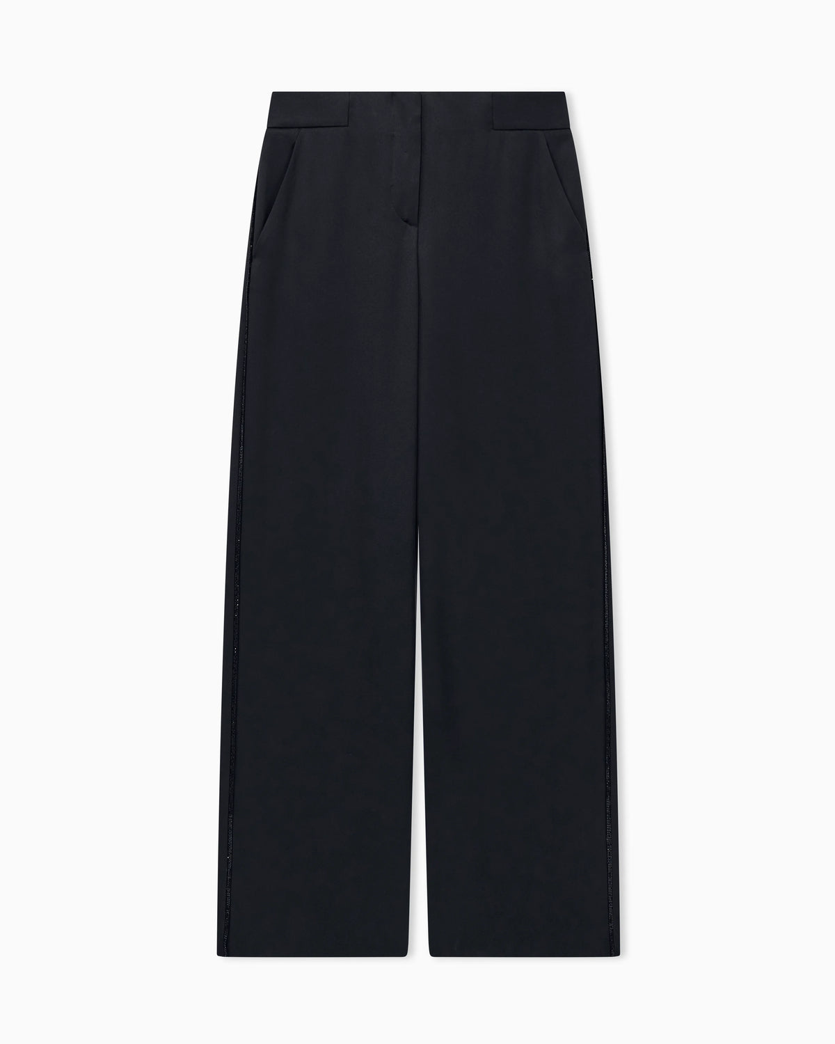 Embroidered trouser Sera regular fit satin rhinestone trim