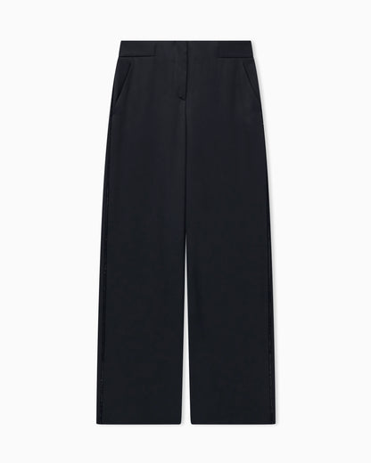 Embroidered trouser Sera regular fit satin rhinestone trim
