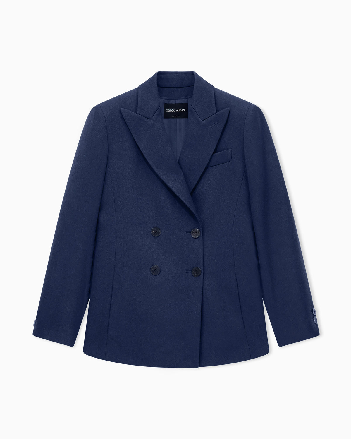 Double-breasted blazer in double wool with peak lapels