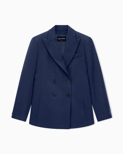 Double-breasted blazer in double wool with peak lapels
