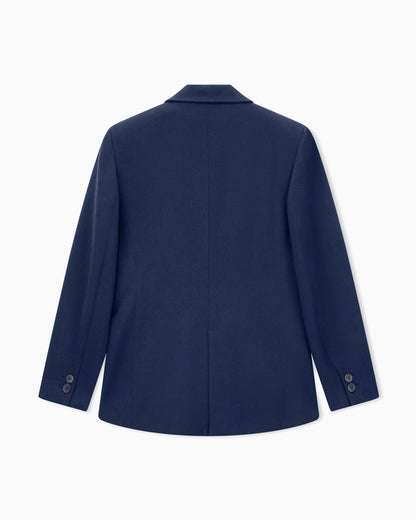 Double-breasted blazer in double wool with peak lapels