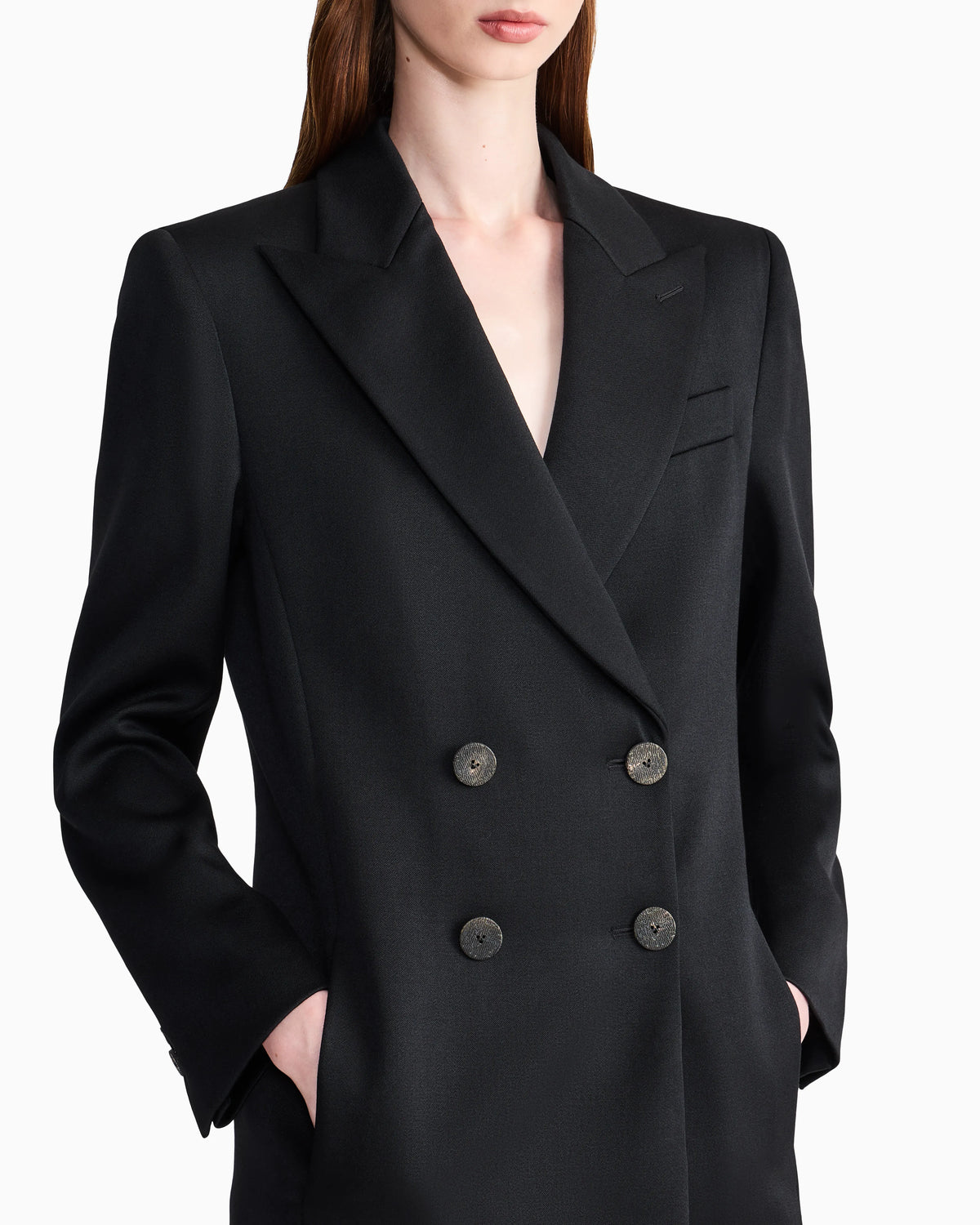 Double-breasted blazer in double wool with peak lapels
