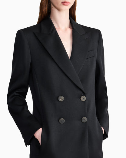 Double-breasted blazer in double wool with peak lapels