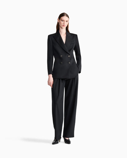 Double-breasted blazer in double wool with peak lapels