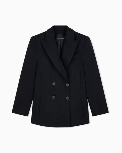 Double-breasted blazer in double wool with peak lapels