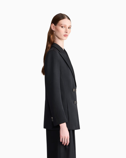 Double-breasted blazer in double wool with peak lapels