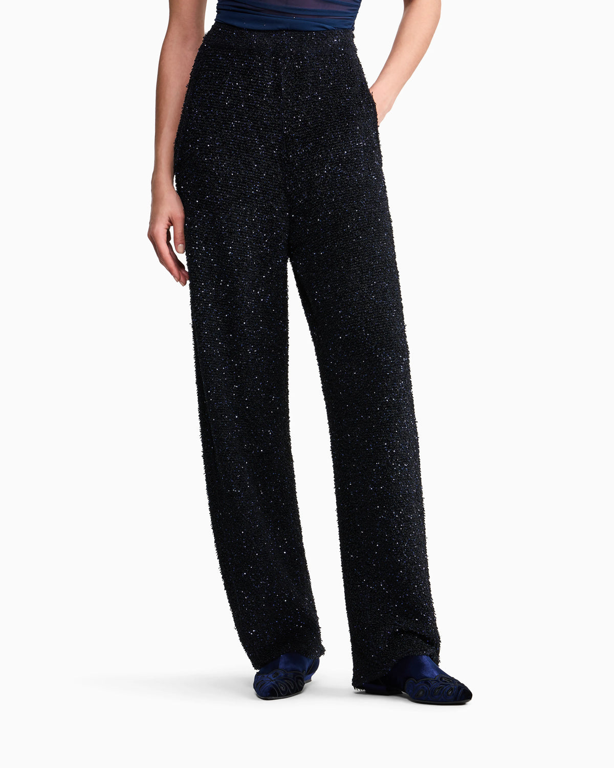 Viscose Terrycloth Pants with Metallic Fiber