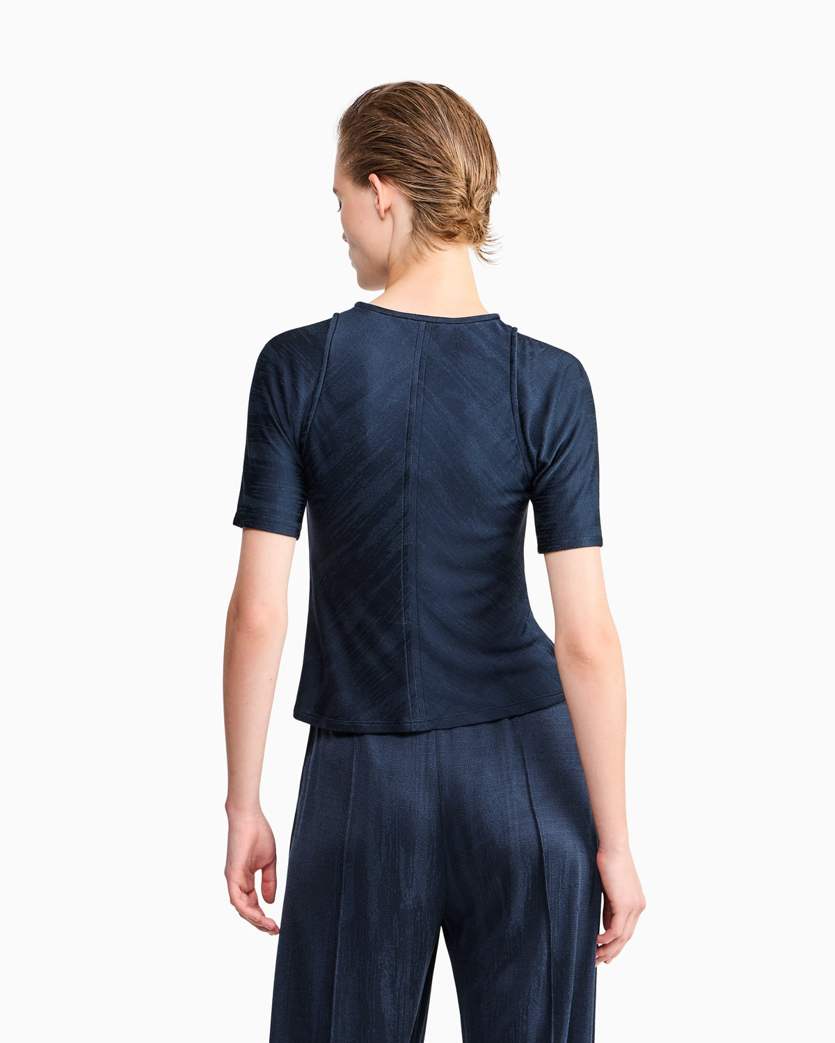Jumper slim-fit jacquard viscose t-shirt with tank effect