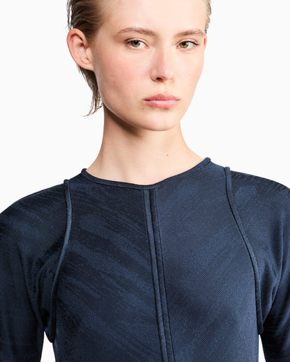 Jumper slim-fit jacquard viscose t-shirt with tank effect