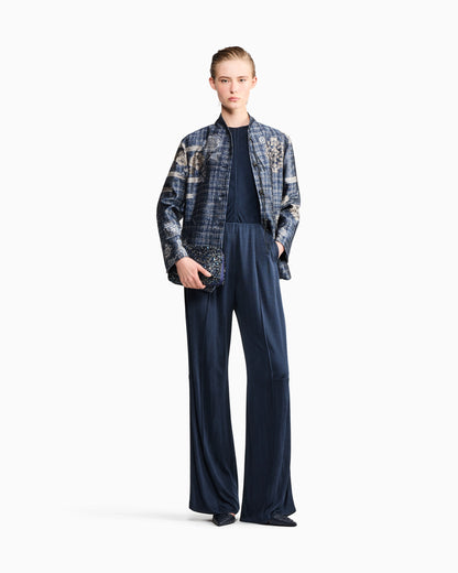 Jumper slim-fit jacquard viscose t-shirt with tank effect