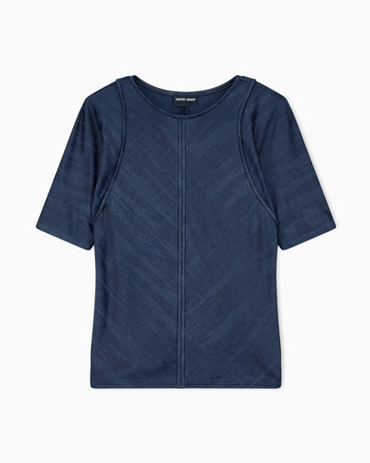 Jumper slim-fit jacquard viscose t-shirt with tank effect