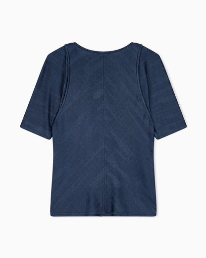 Jumper slim-fit jacquard viscose t-shirt with tank effect