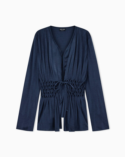 Blazer regular fit jacquard viscose jersey smocked waist